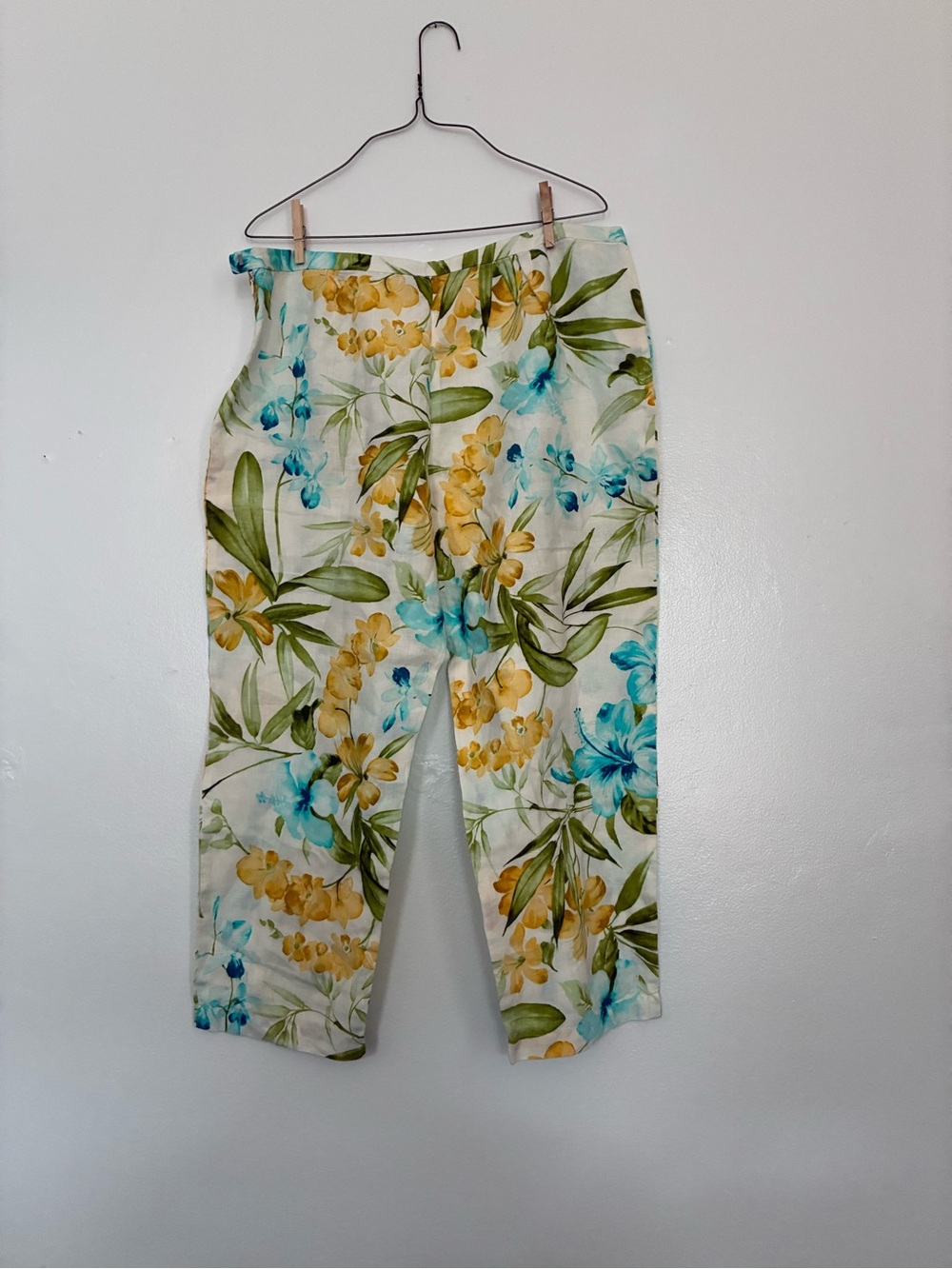 Tommy Bahama Floral Linen Skirt in White, Yellow & Green